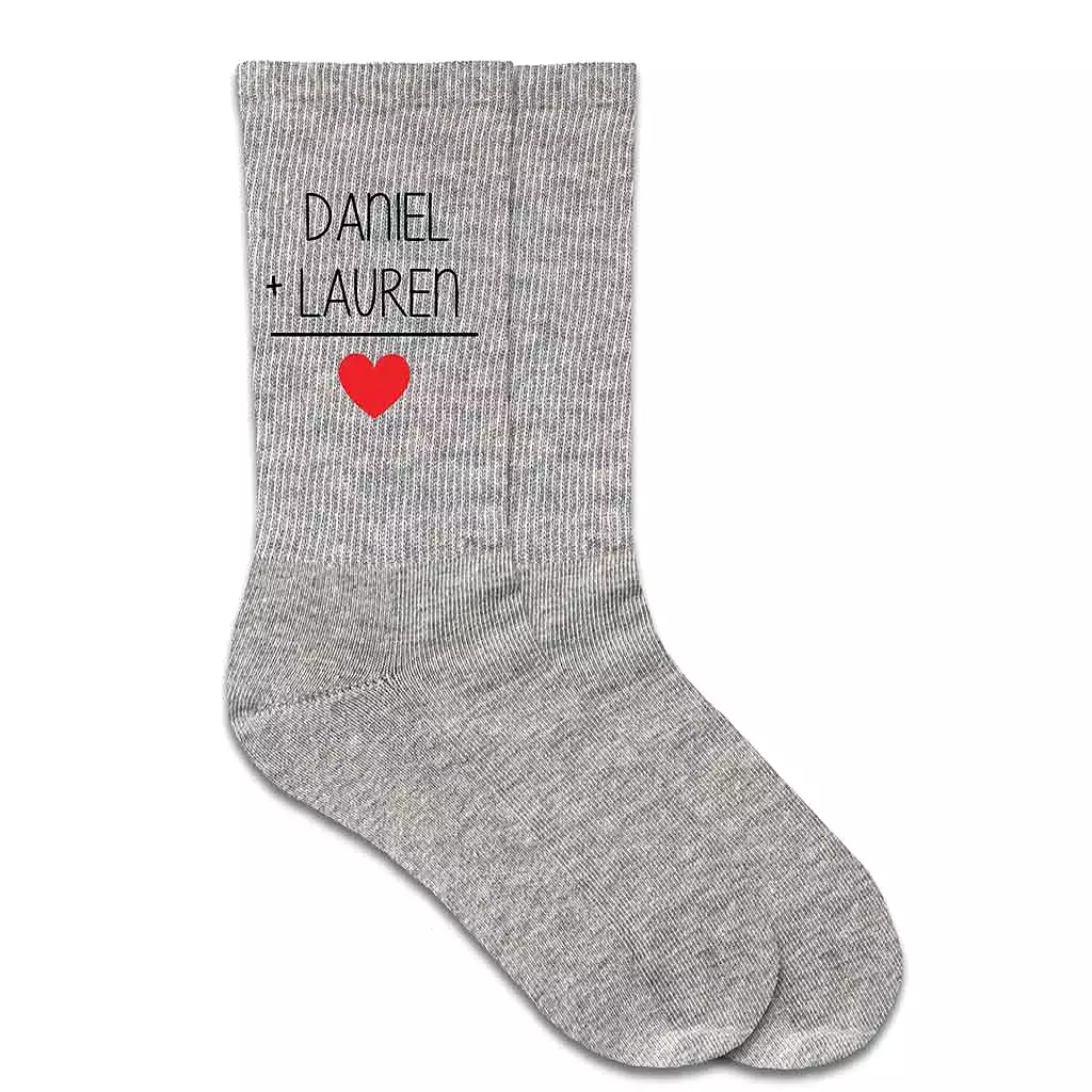 2 Names Equal Love - Custom Printed Men's Valentine Socks