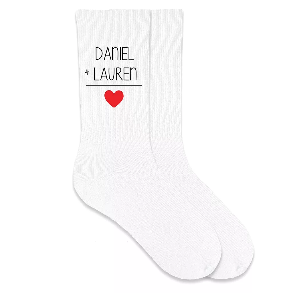 2 Names Equal Love - Custom Printed Men's Valentine Socks