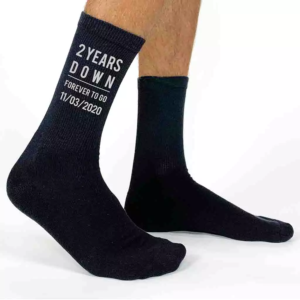 2nd Anniversary Personalized Dress Socks for Men