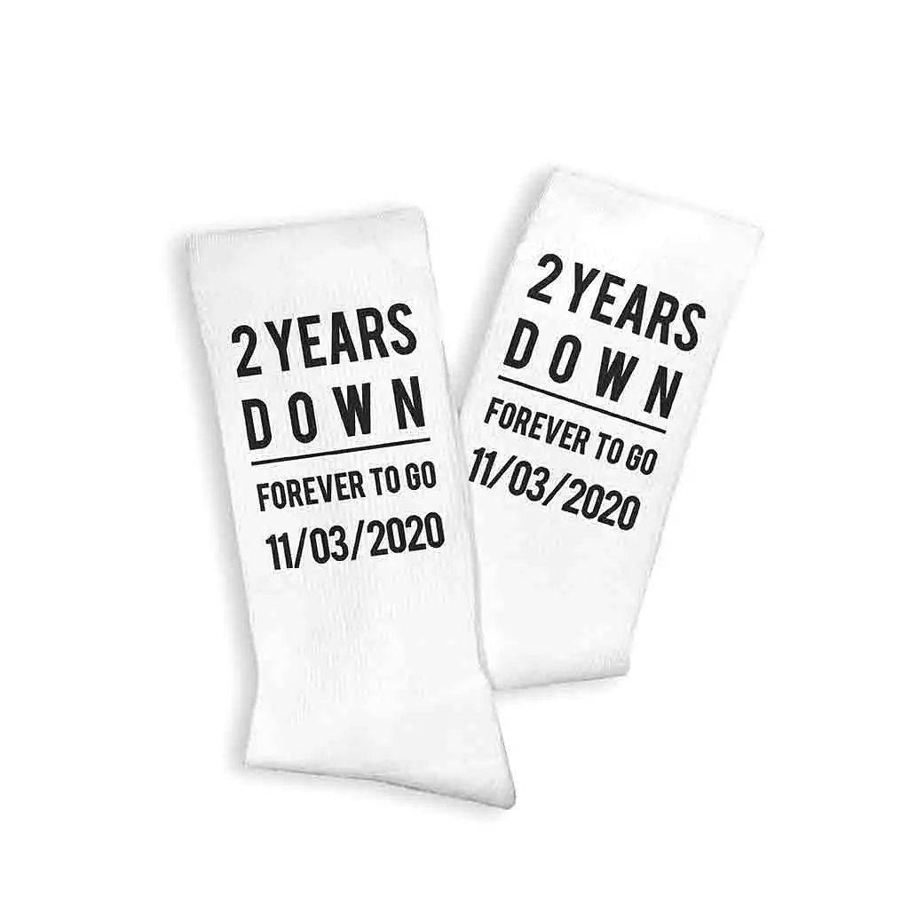 2nd Anniversary Personalized Dress Socks for Men