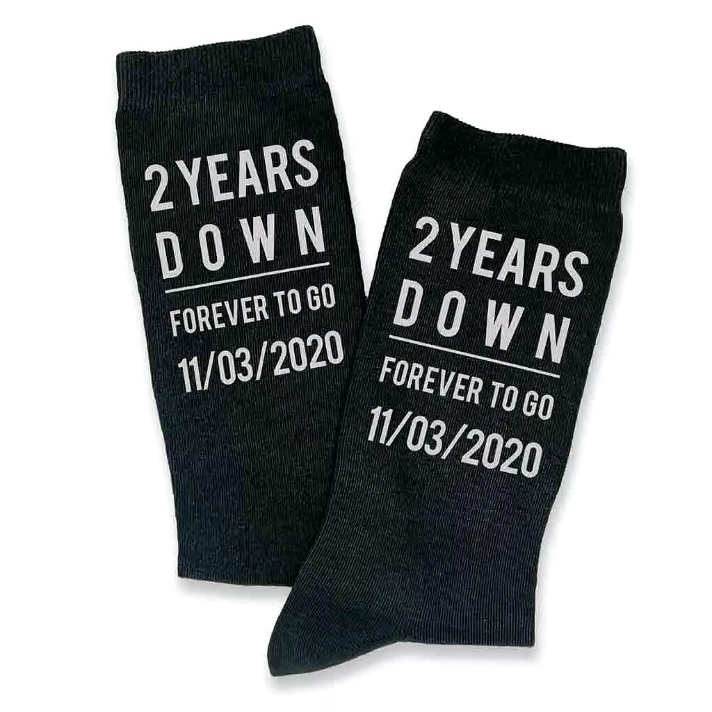 2nd Anniversary Personalized Dress Socks for Men