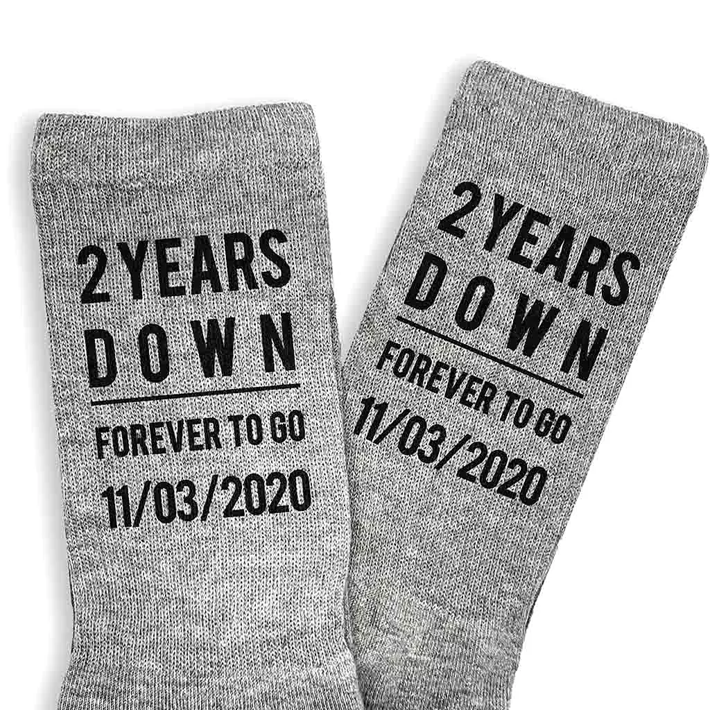 2nd Anniversary Personalized Dress Socks for Men