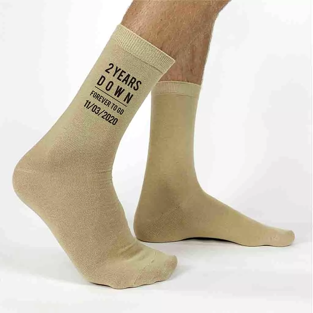 2nd Anniversary Personalized Dress Socks for Men