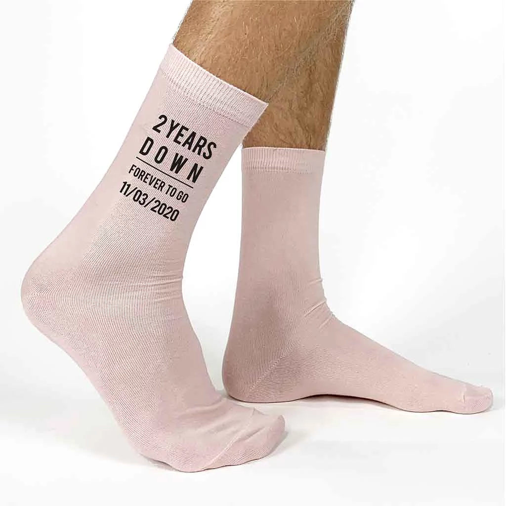 2nd Anniversary Personalized Dress Socks for Men