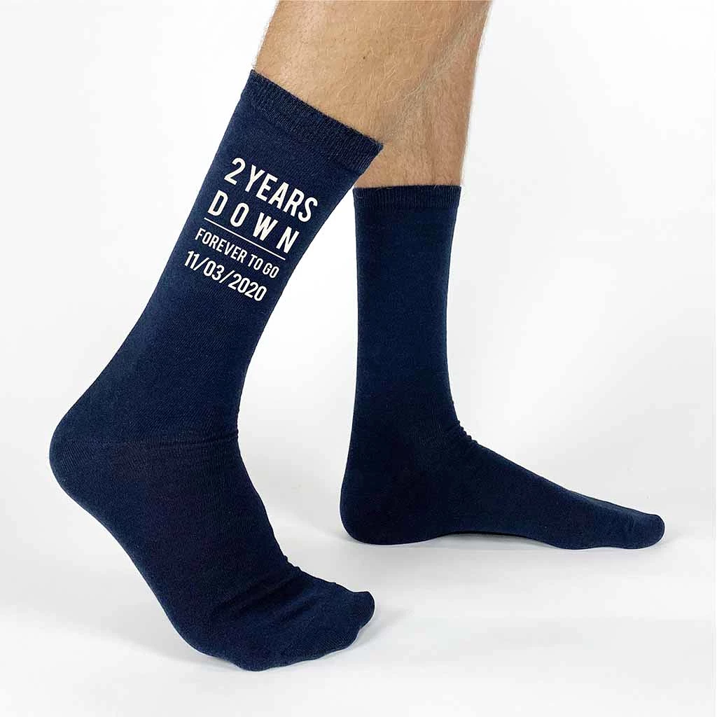 2nd Anniversary Personalized Dress Socks for Men