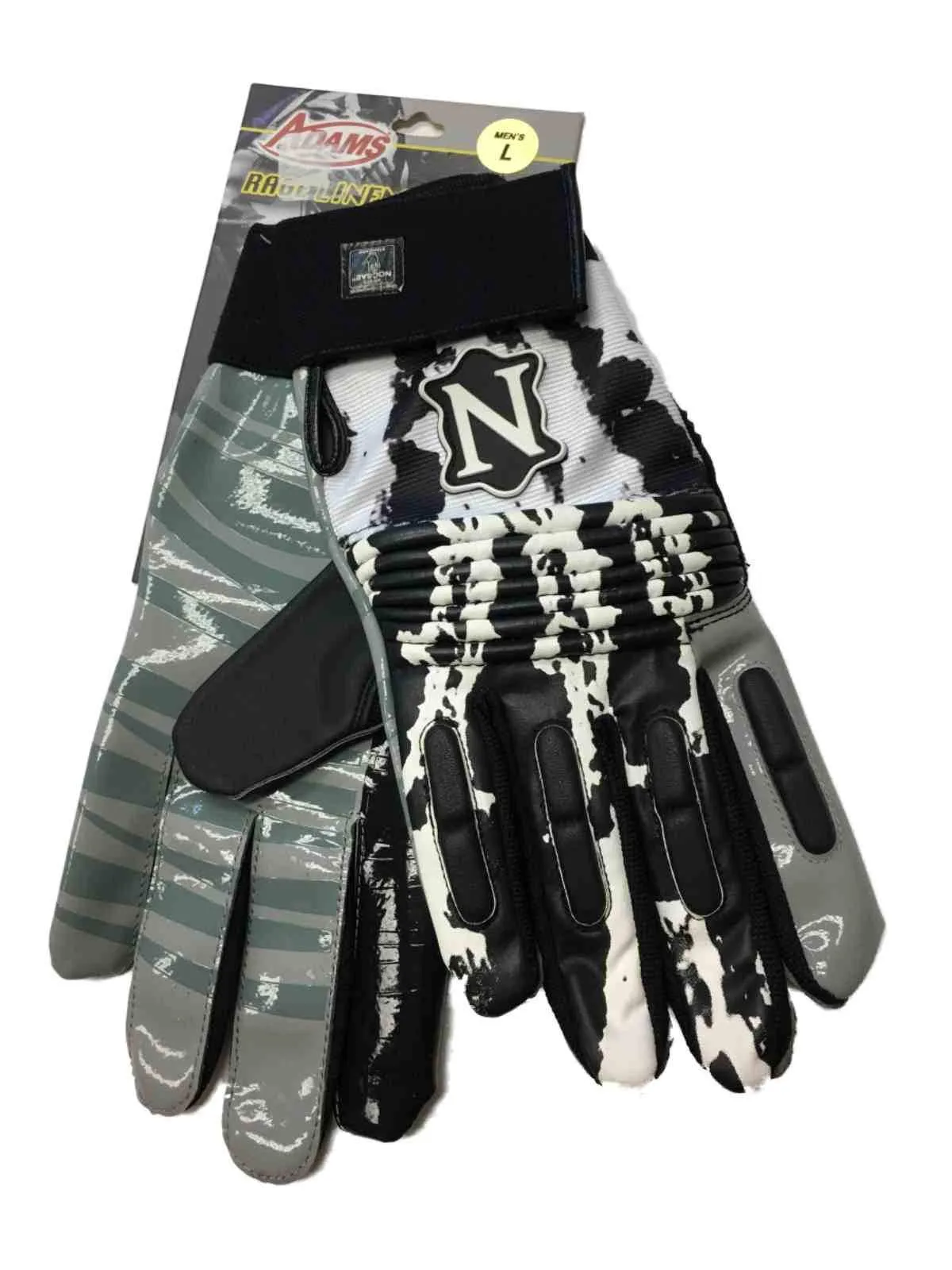 Adams White & Black Football Rage Lineman's Gloves (L)