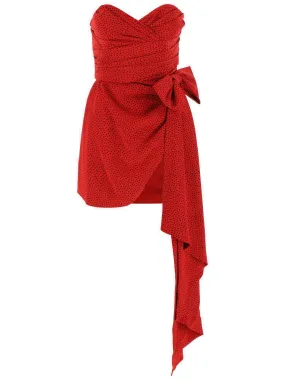 Alessandra Rich Bow Detailed Draped Mini Dress