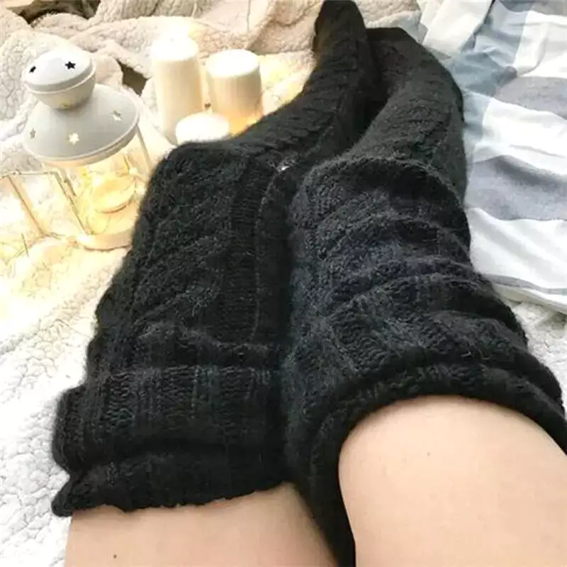 Ashore Shop Warm Over Knee Extra Long Knitted Socks Fashionable and warm long socks for women Sexy Over Knee Long Boot Warm Stoc