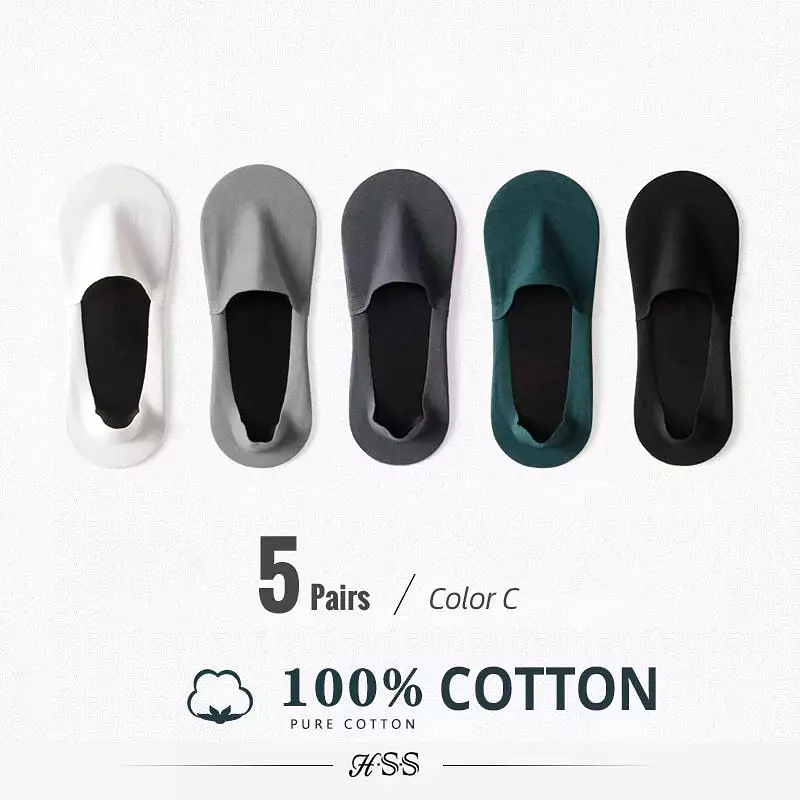 Ashoreshop 5 Pairs/Lot Men's lowcut Socks 100% Cotton Deodorant Sweat Absorption Socks