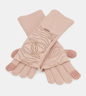 Beige knitted gloves