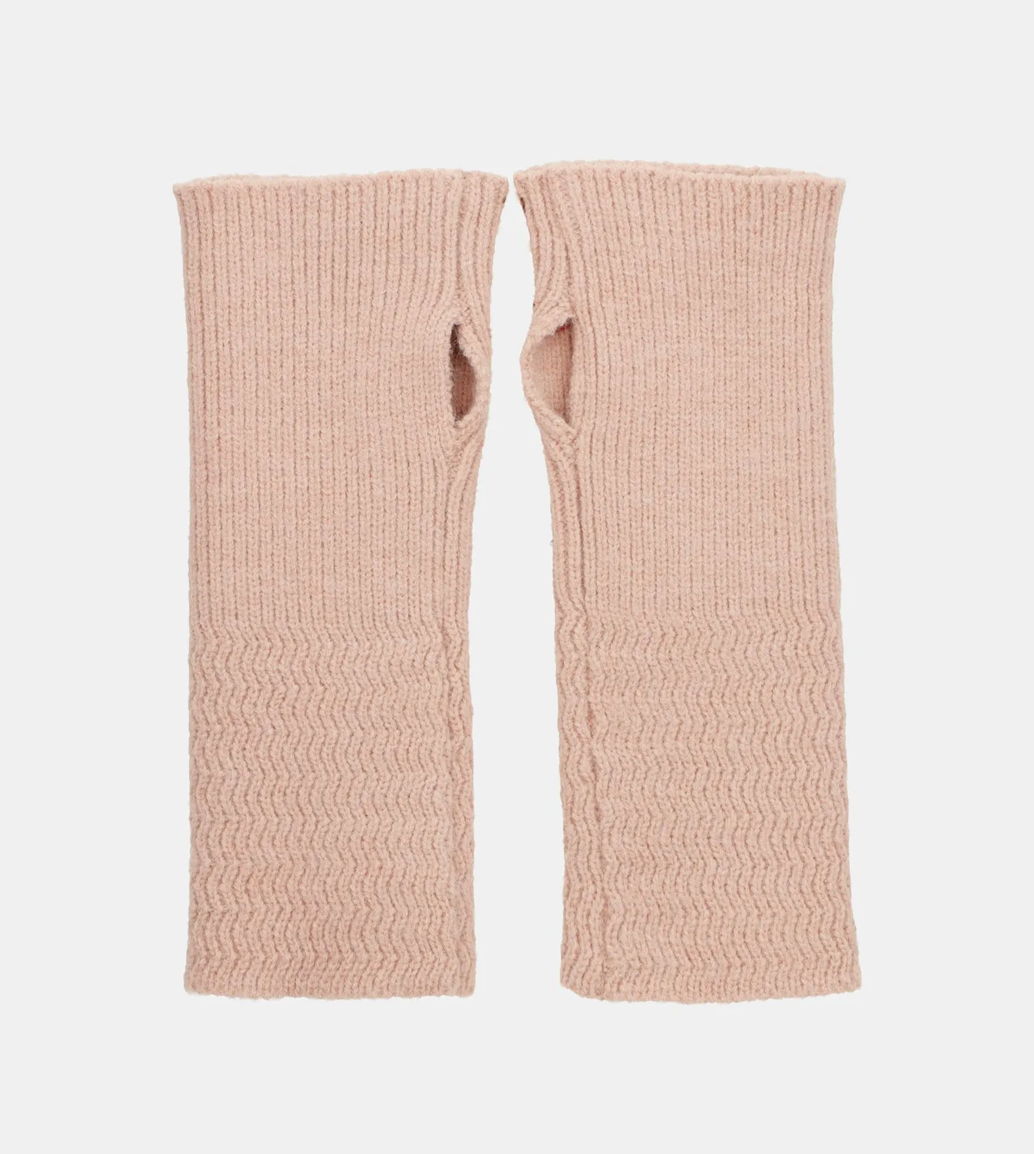 Beige knitted gloves