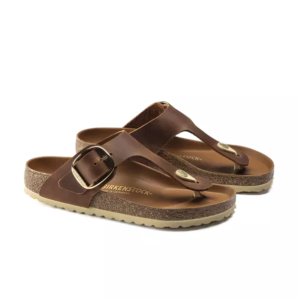 Birkenstock Women's Gizeh Big Buckle Oiled Leather Cognac