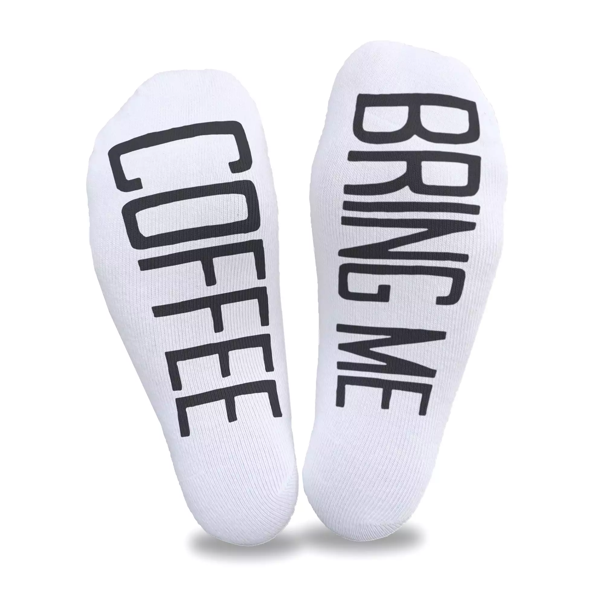 Bring Me Coffee - Women's No Show Socks Text on Sole