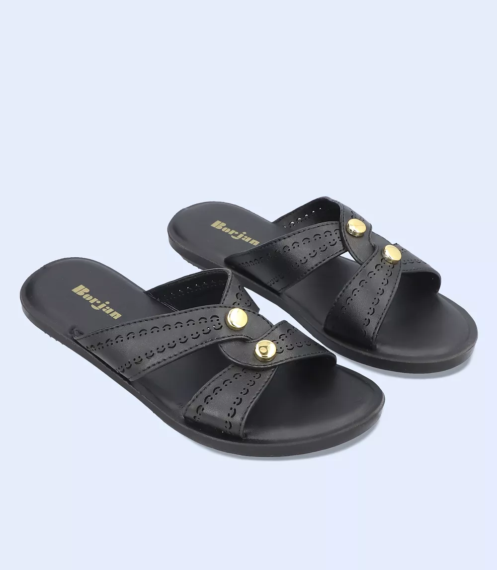 BW9374-BLACK-Women Casual Slippers