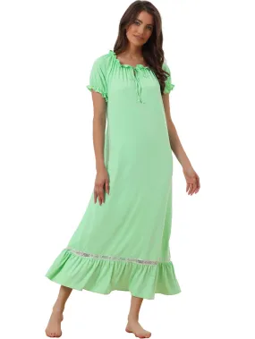 cheibear - Ruffle Victorian Babydoll Long Nightgown