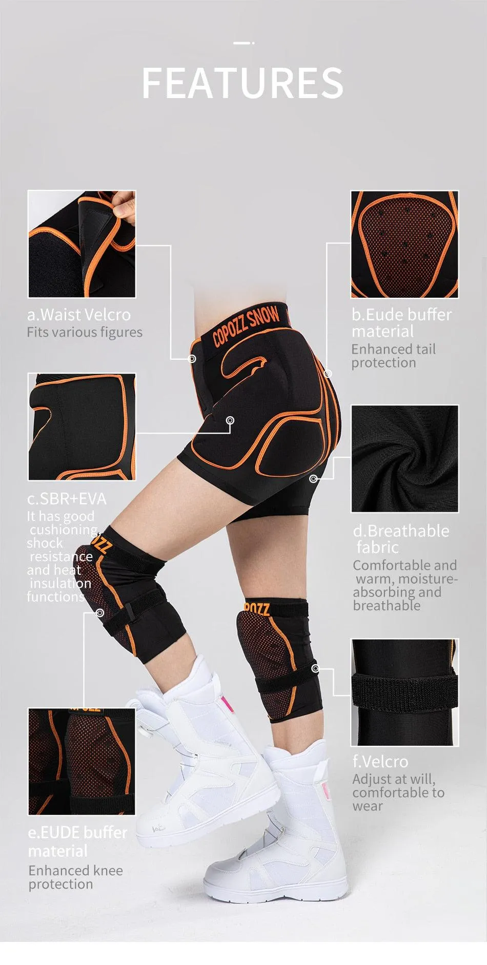 COPOZZ Outdoor Ski Knee Pads For Motorcycle And Skating Sports