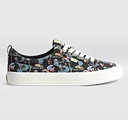 Crooked OCA Low Black Graphic Print Canvas Sneaker Women