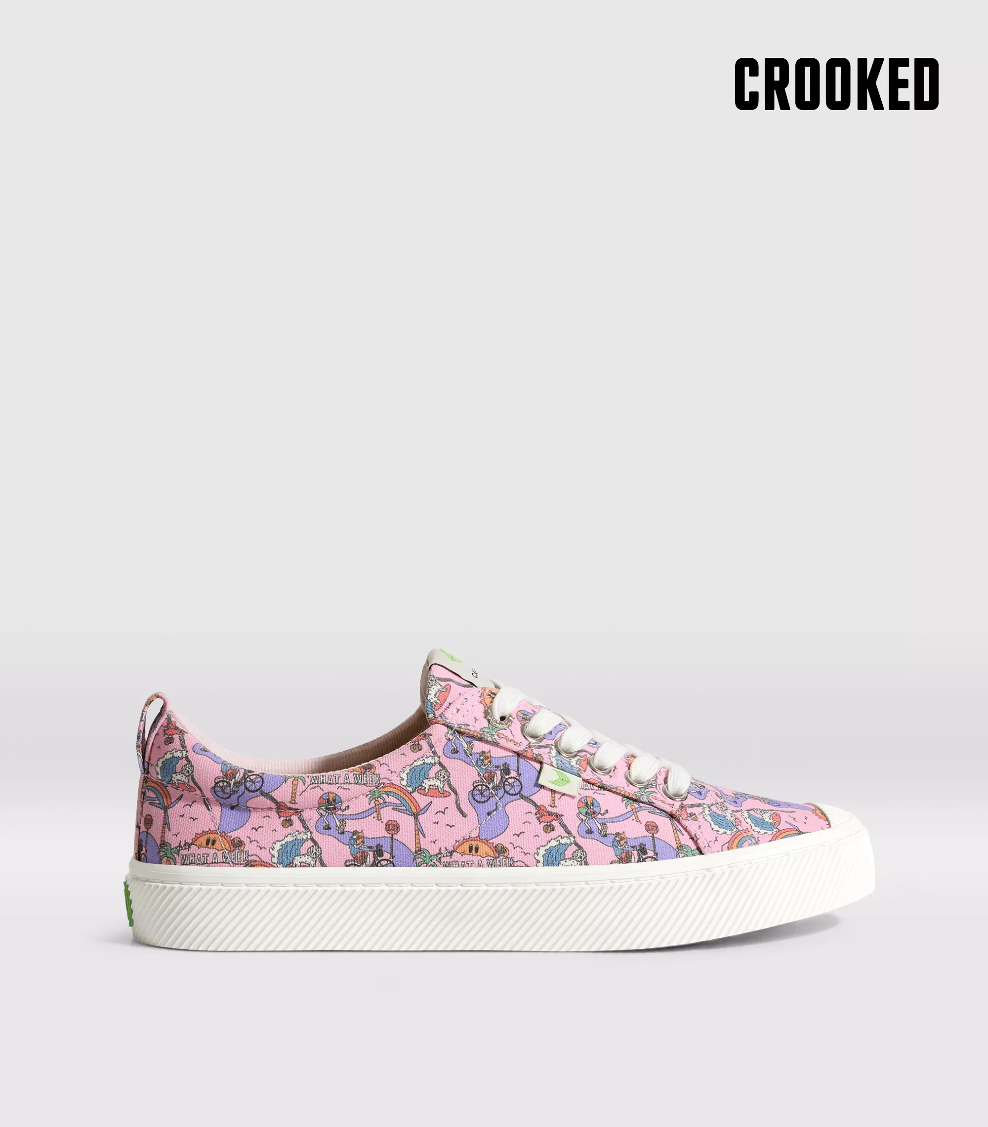 Crooked OCA Low Rose Graphic Print Canvas Sneaker Women