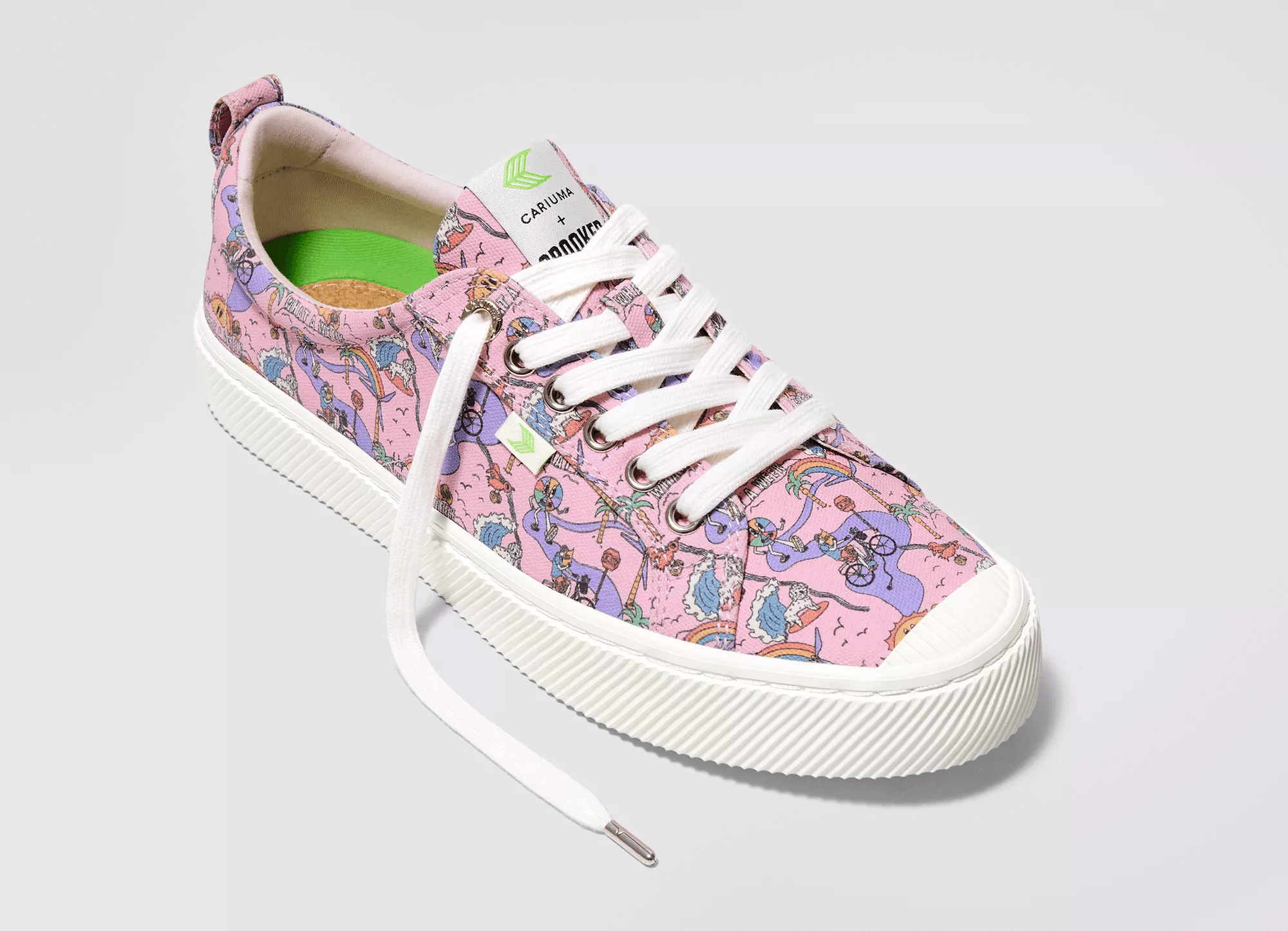 Crooked OCA Low Rose Graphic Print Canvas Sneaker Women