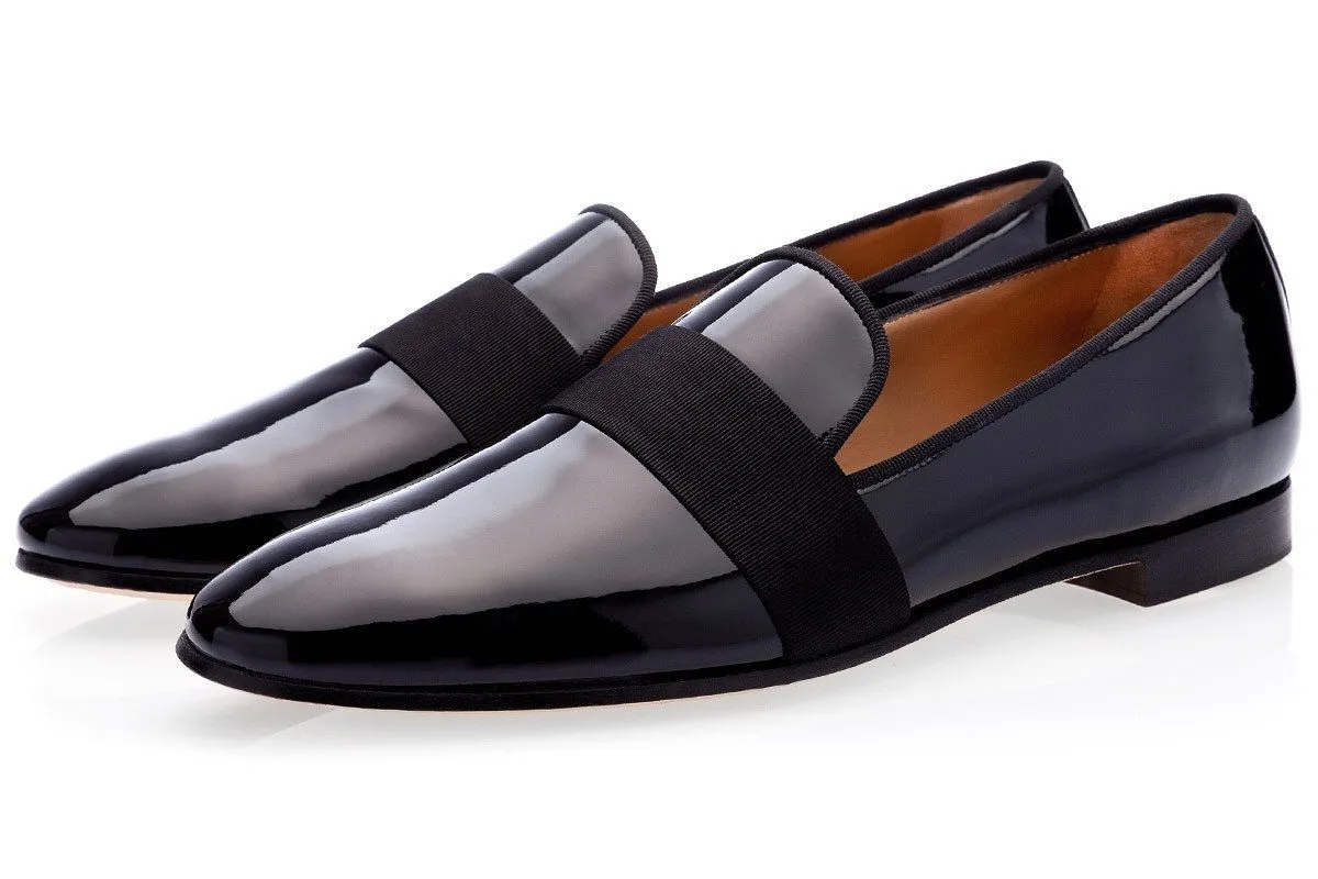 DADALOU PATENT BLACK SLIPPERS