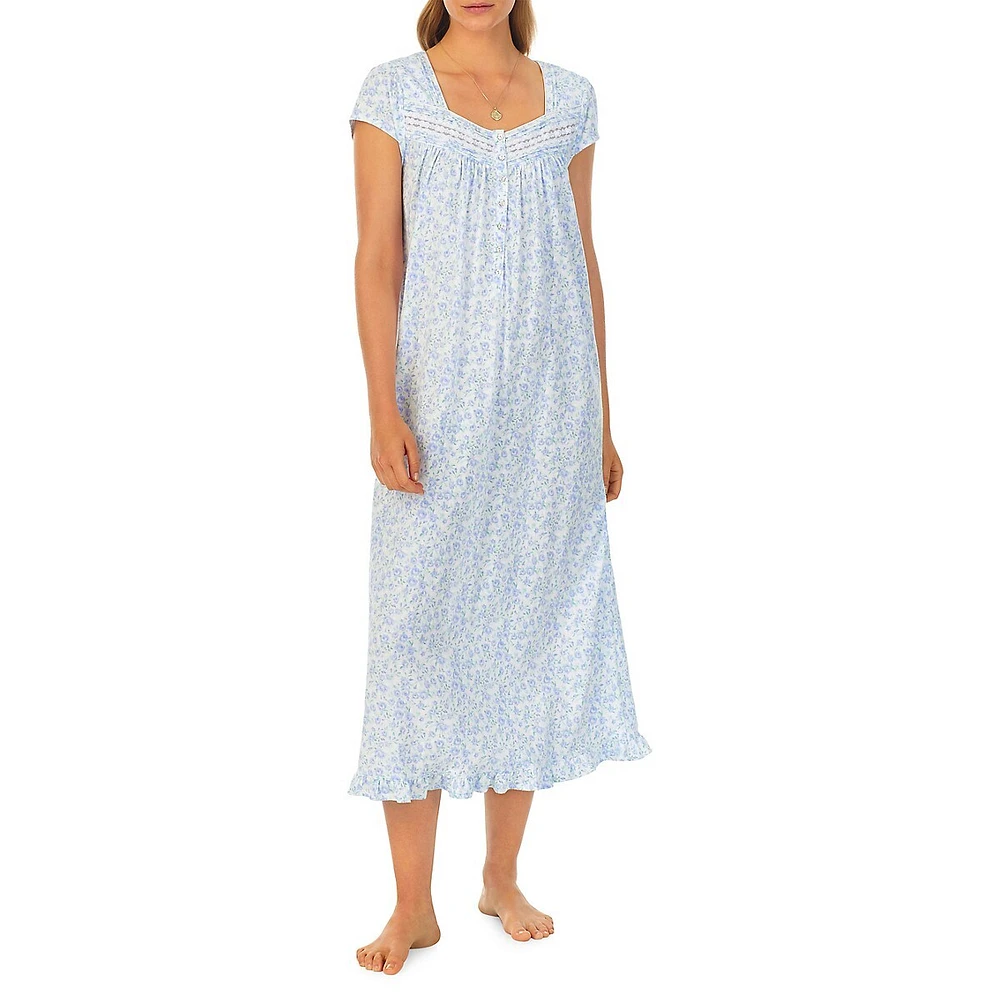 Eileen West Floral Jersey Long Nightgown