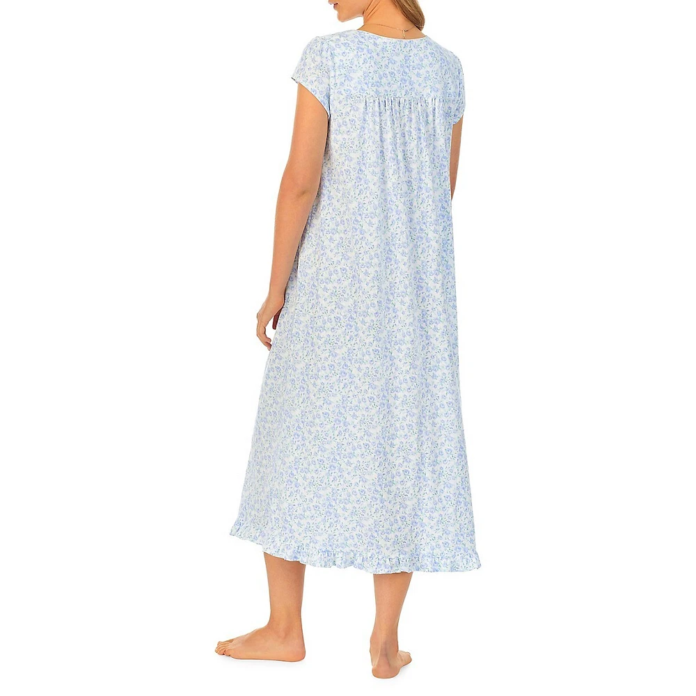 Eileen West Floral Jersey Long Nightgown