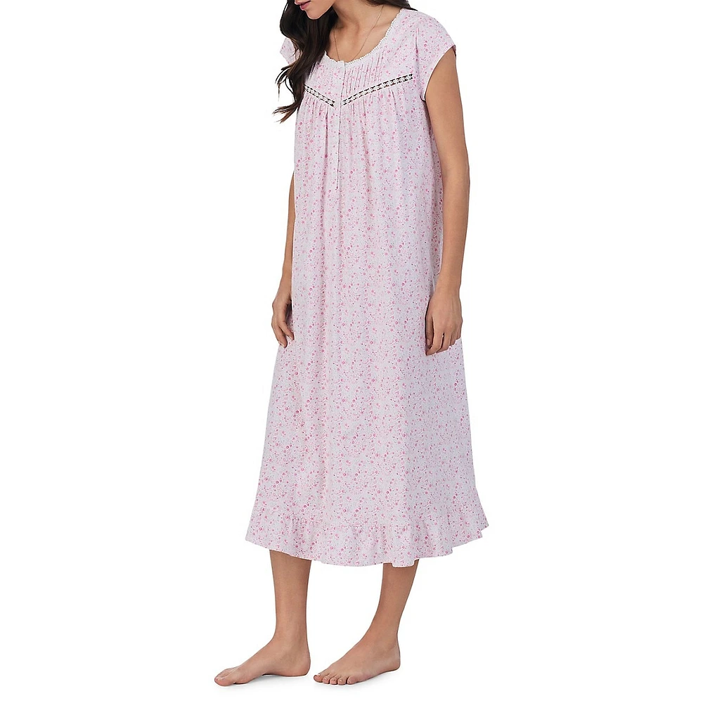 Eileen West Floral Jersey Midi Nightgown