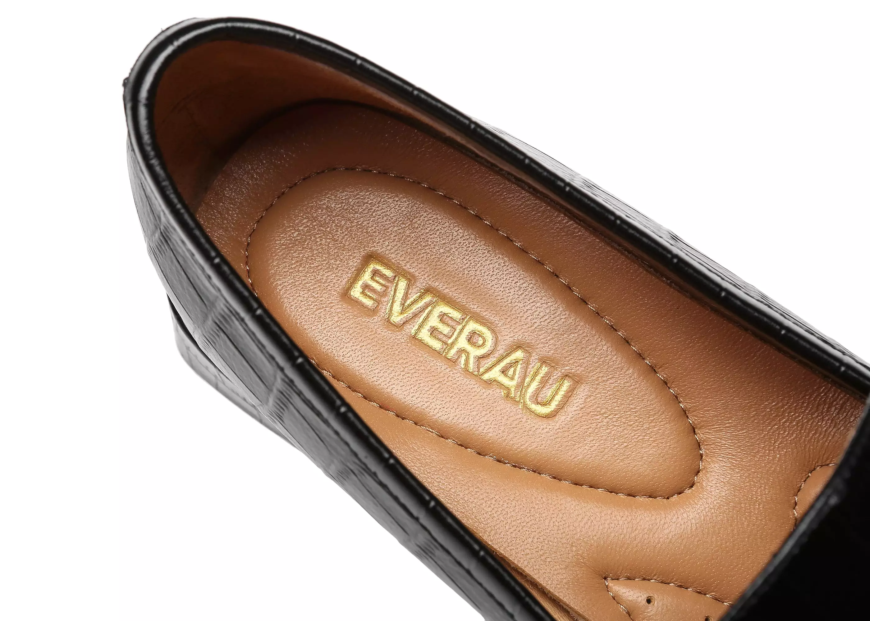 EVERAU Women Leather Low Block Heels Lorna