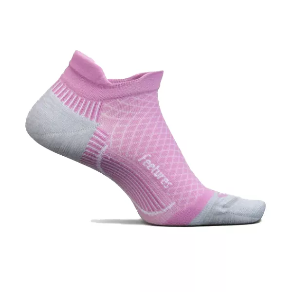 Feetures Plantar Fasciitis Relief No Show Tab Socks Push Thru Pink