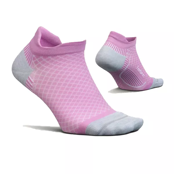 Feetures Plantar Fasciitis Relief No Show Tab Socks Push Thru Pink