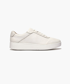 FitFlop Rally Tumbled-Leather Sneakers White