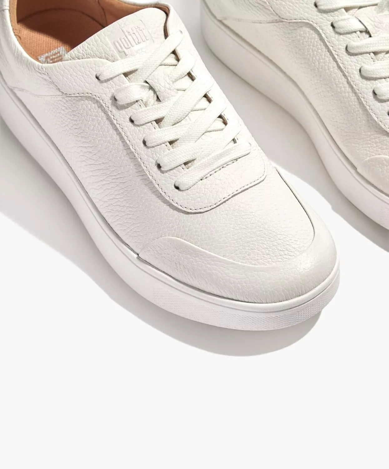 FitFlop Rally Tumbled-Leather Sneakers White