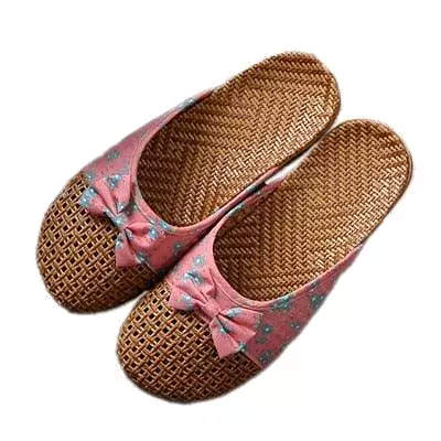 Floral Slip On Flax Slippers Sandals