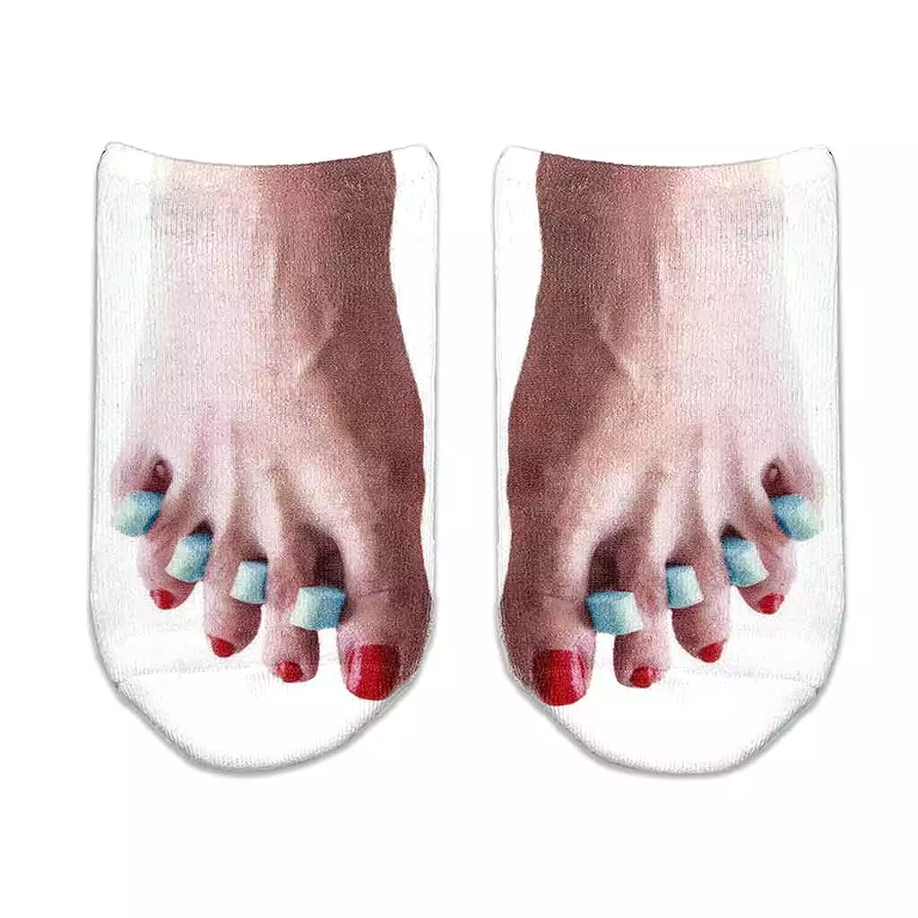 Funny Pedicure Feet Photo on Socks for Women