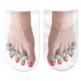 Funny Pedicure Feet Photo on Socks for Women