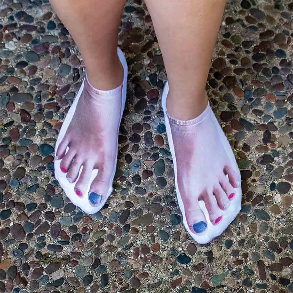 Funny Pedicure Feet Photo on Socks for Women