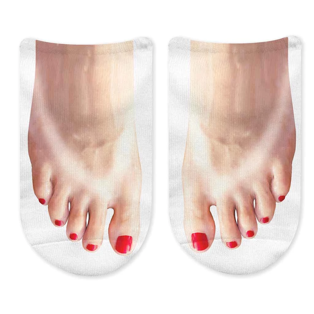 Funny Pedicure Feet Photo on Socks for Women