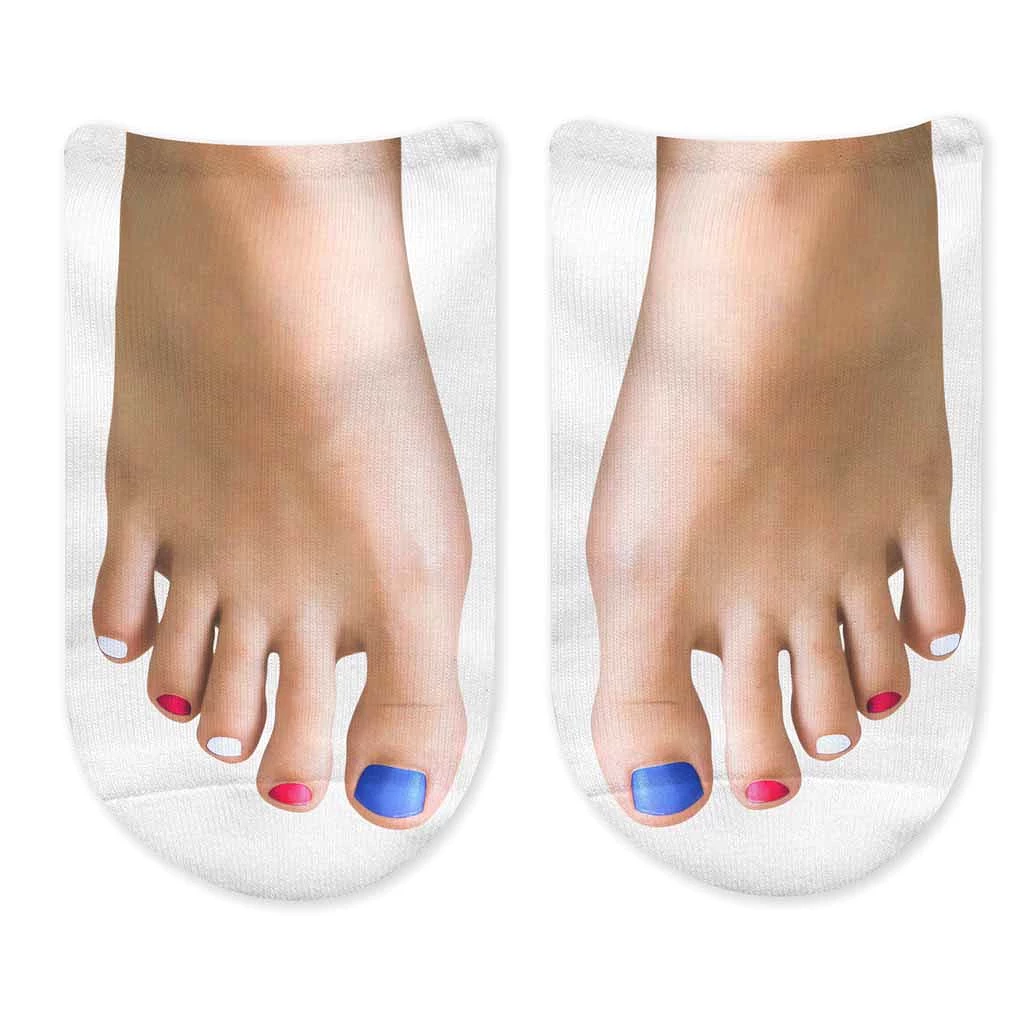 Funny Pedicure Feet Photo on Socks for Women