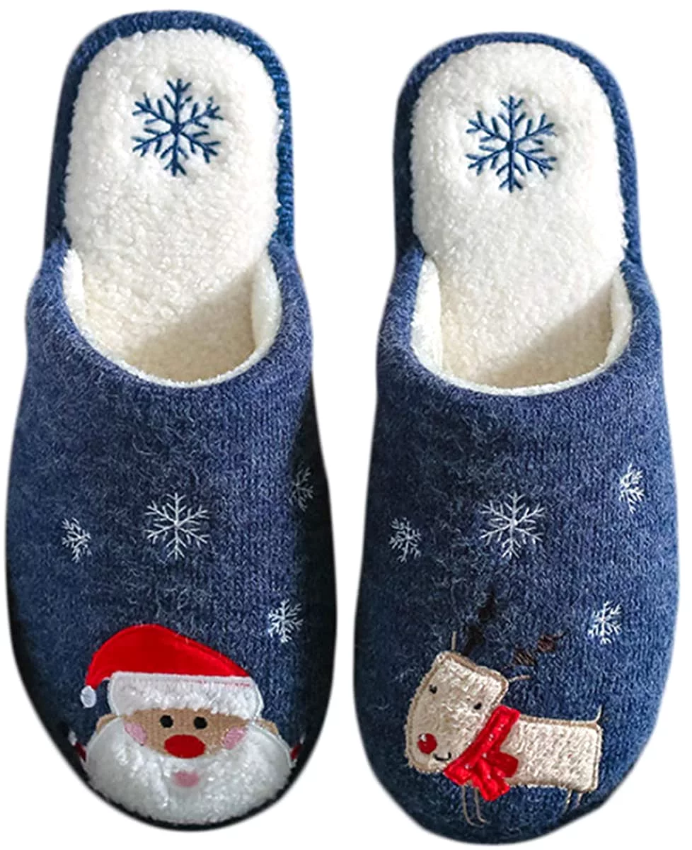 Haute Edition Women's Holiday Christmas Scuff Slide On Slippers