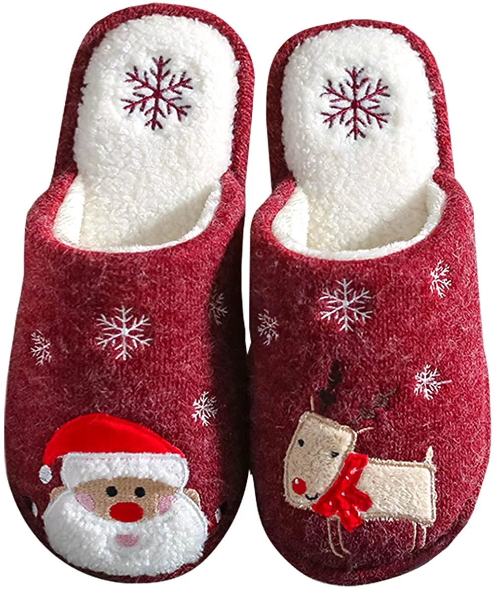 Haute Edition Women's Holiday Christmas Scuff Slide On Slippers