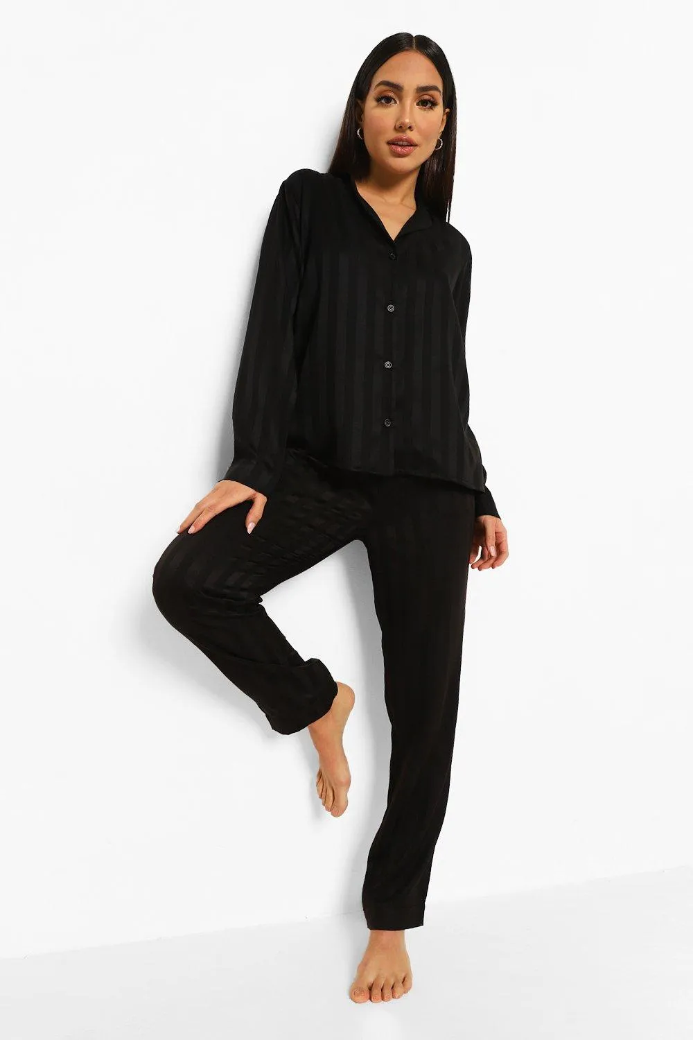 Jacquard Stripe Satin Pajamas