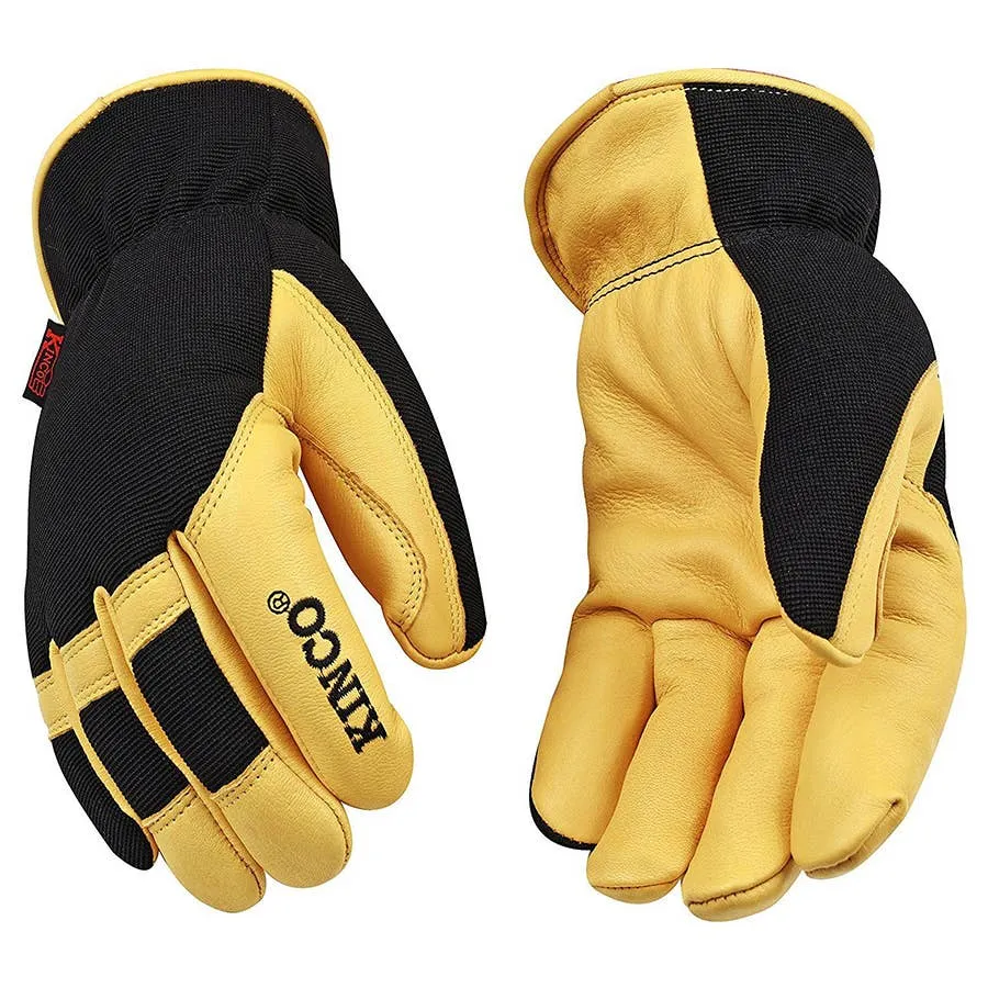 Kinco Men's lined Grain Buffalo Synthetic Hybrid Gloves - Yellow Black