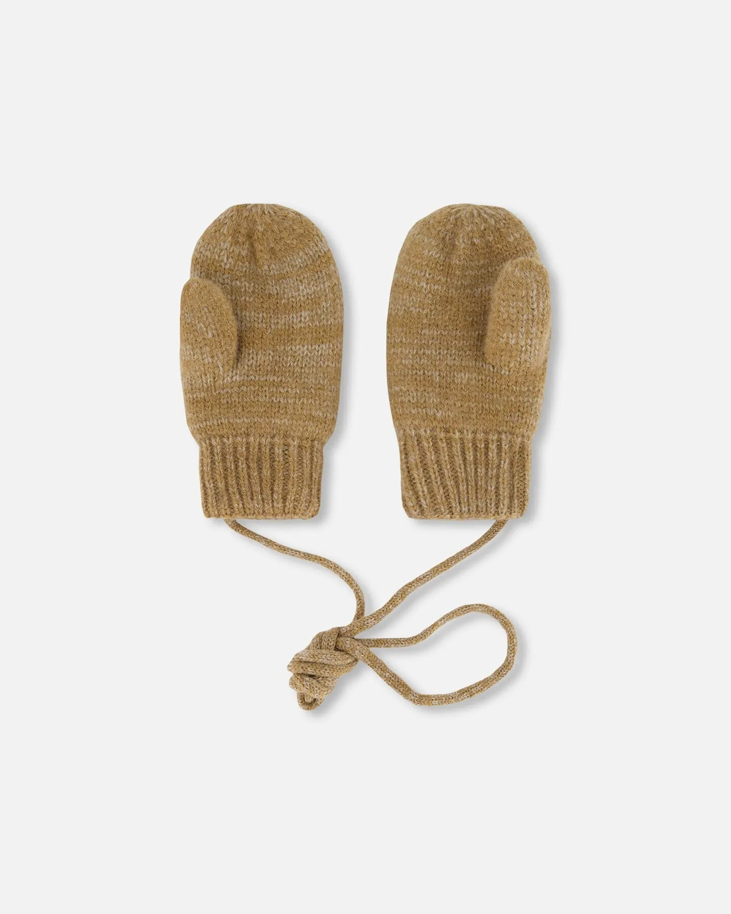 Knitted Mittens With String Taupe