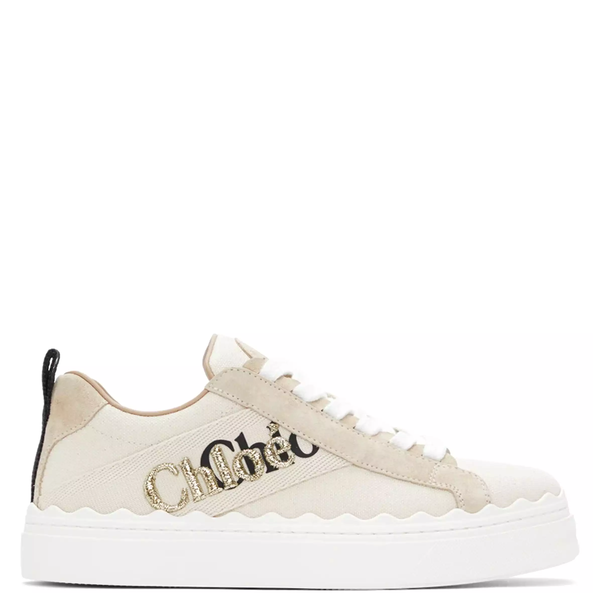 Lauren Embroidered Canvas Sneakers, White