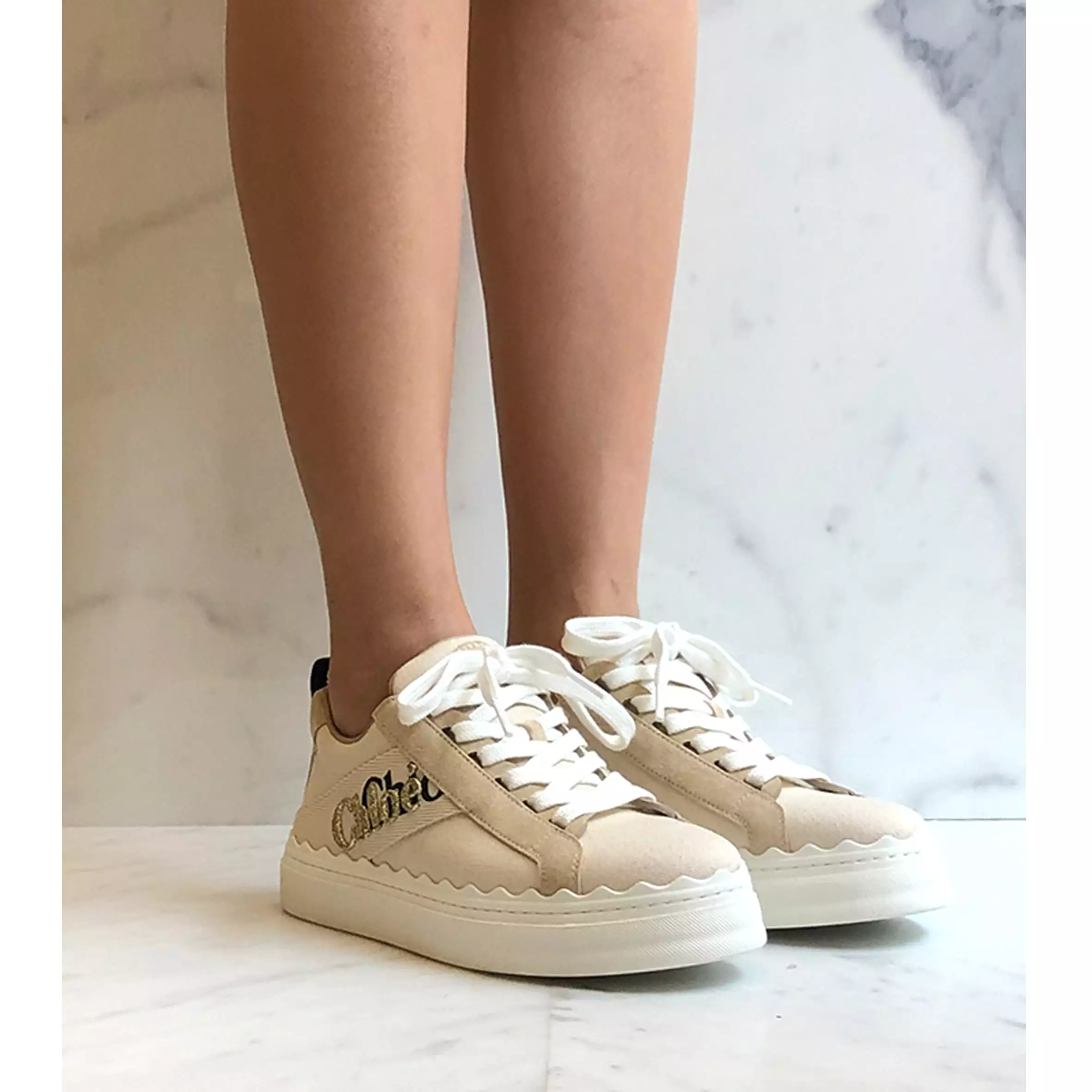 Lauren Embroidered Canvas Sneakers, White