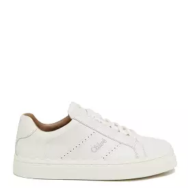 Lauren Leather Sneakers, Perforated Logo, White