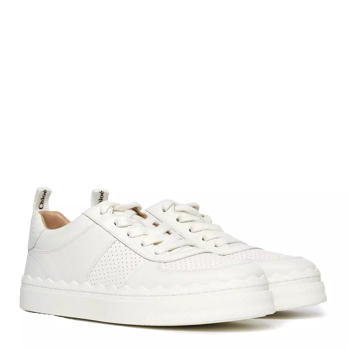 Lauren Leather Sneakers, Perforated White