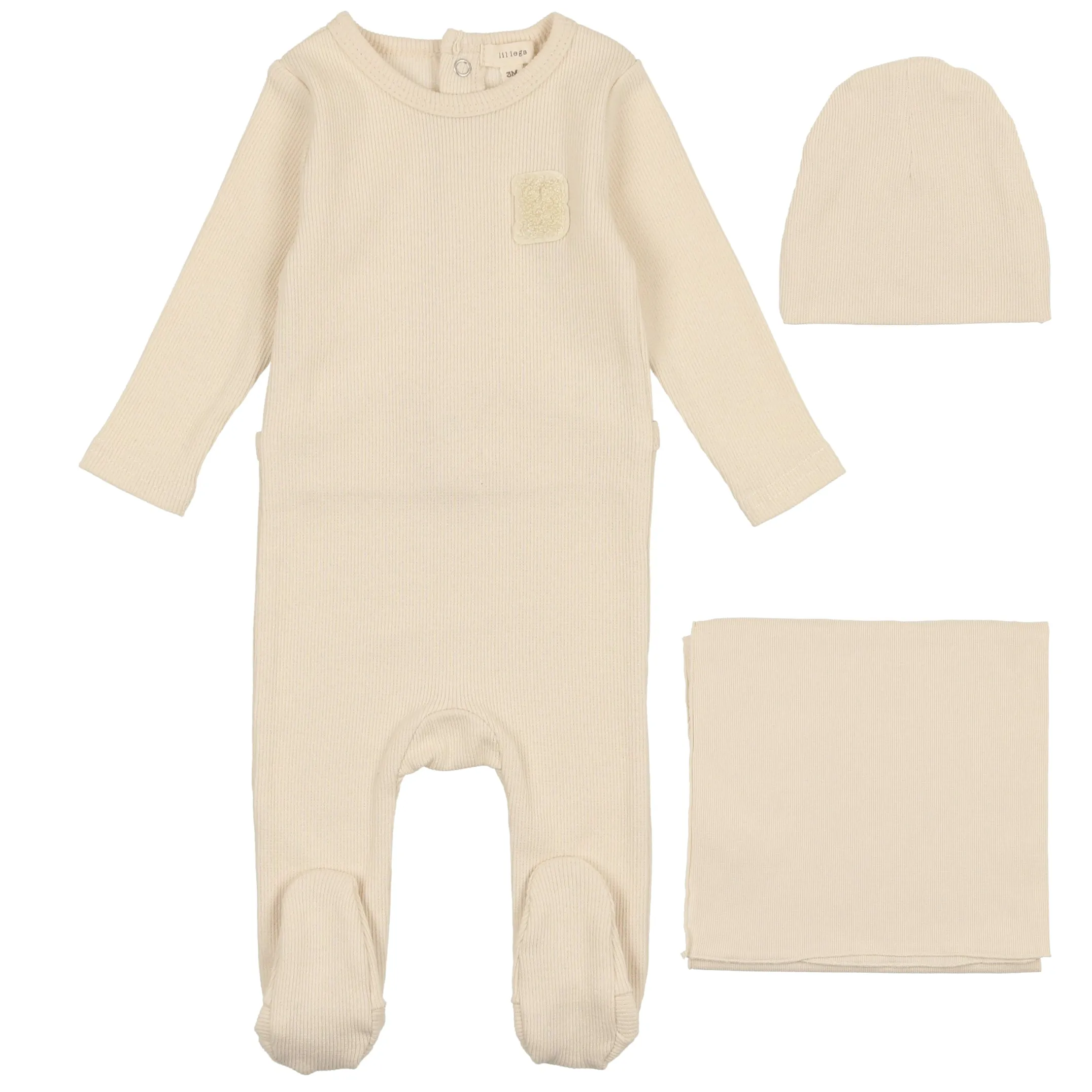 Lil Legs Ecru B Applique Layette Set- Boy