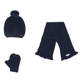 MAYORAL Three-Piece Hat, Scarf & Mittens Set - Navy