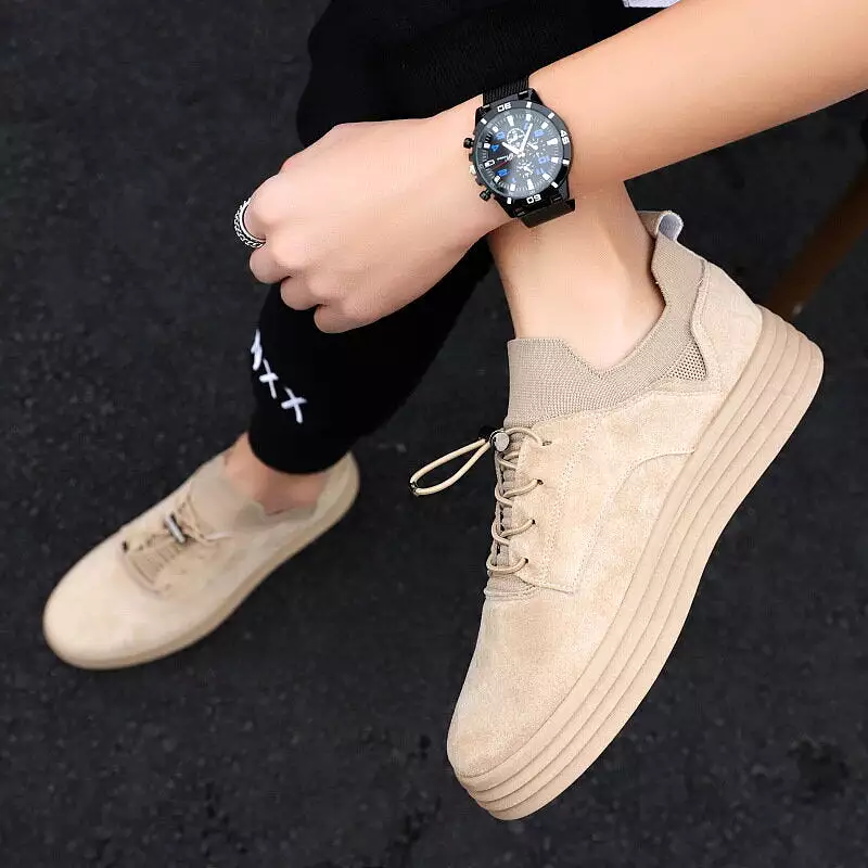 Men Fashion Casual Sneakers Flat Heel Leisure Walking Shoes Low Top Lace-Up Shoe